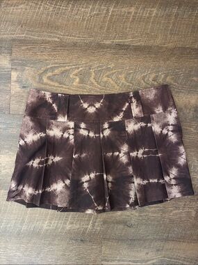 I.AM.GIA Brown Tie-Dye Pleated Mini Skirt